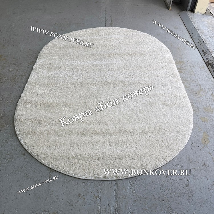 Белый Овальный Ковер С Длинным Ворсом