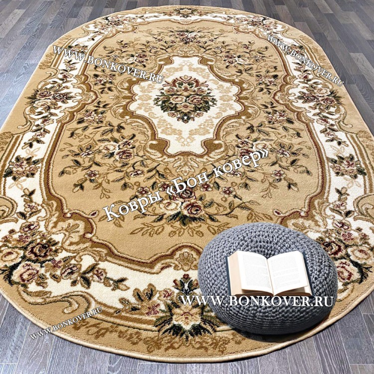 Овальный Бежевый ковер для гостиной Арт 25477 New
